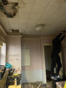 Photos during bathroom installation 